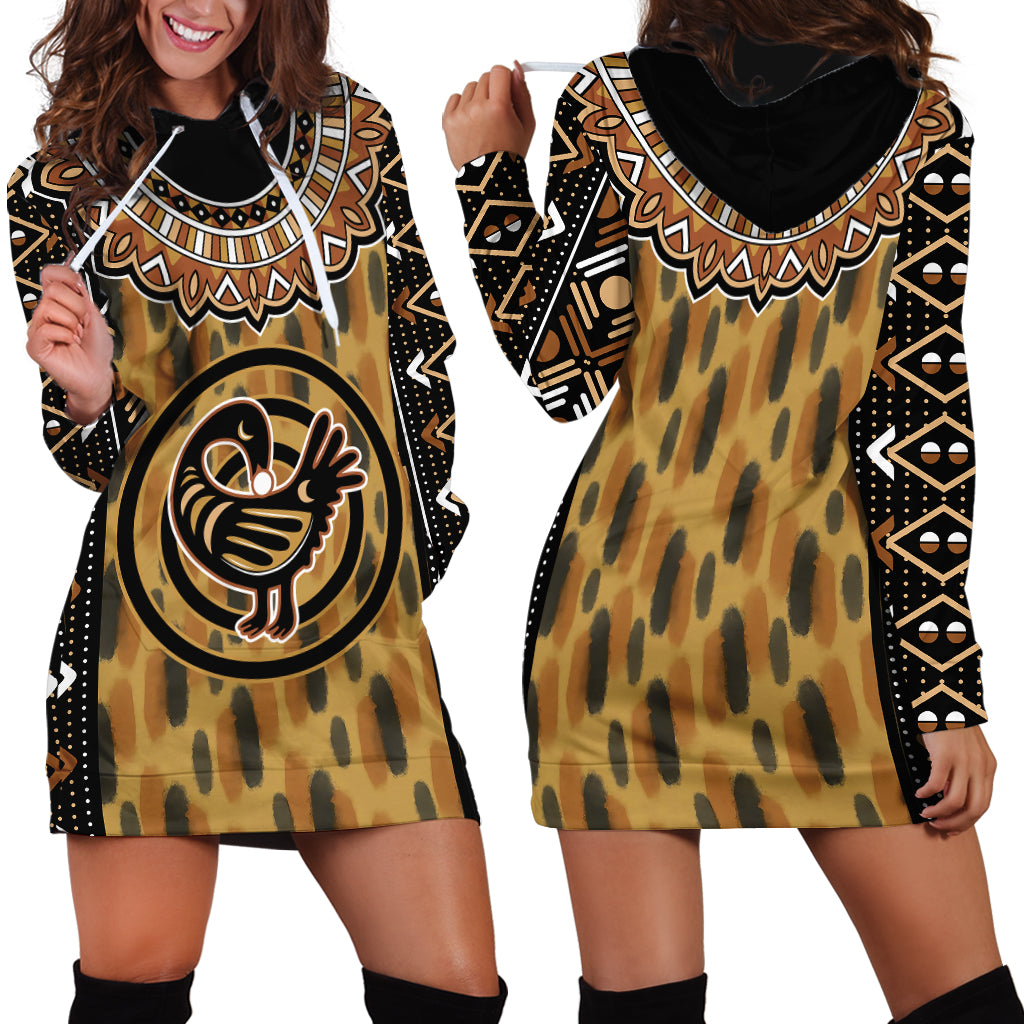 Printed Mud Cloth and Adinkra Symbol Hoodie Dress - Wonder Print Shop