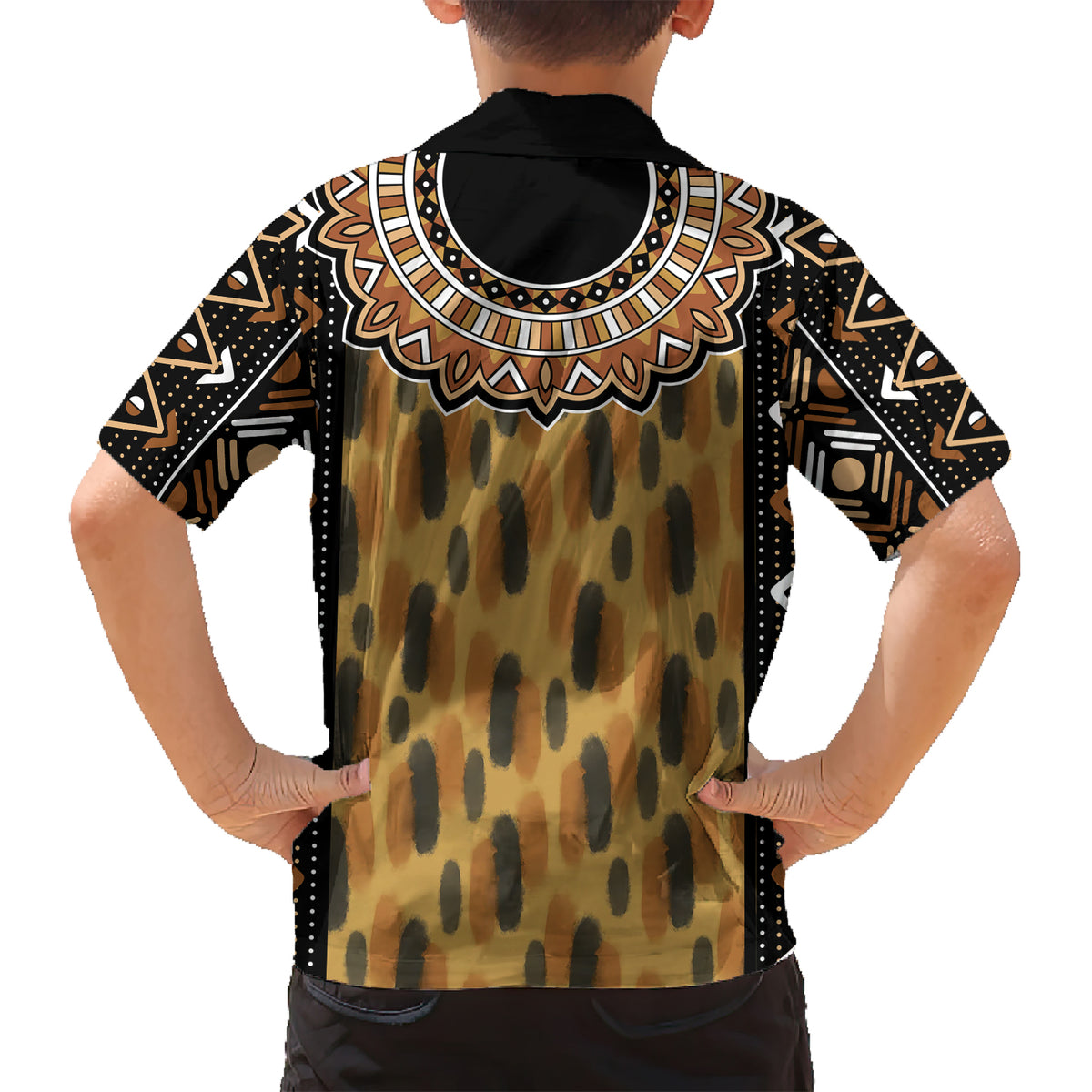 Printed Mud Cloth and Adinkra Symbol Kid Hawaiian Shirt - Wonder Print Shop