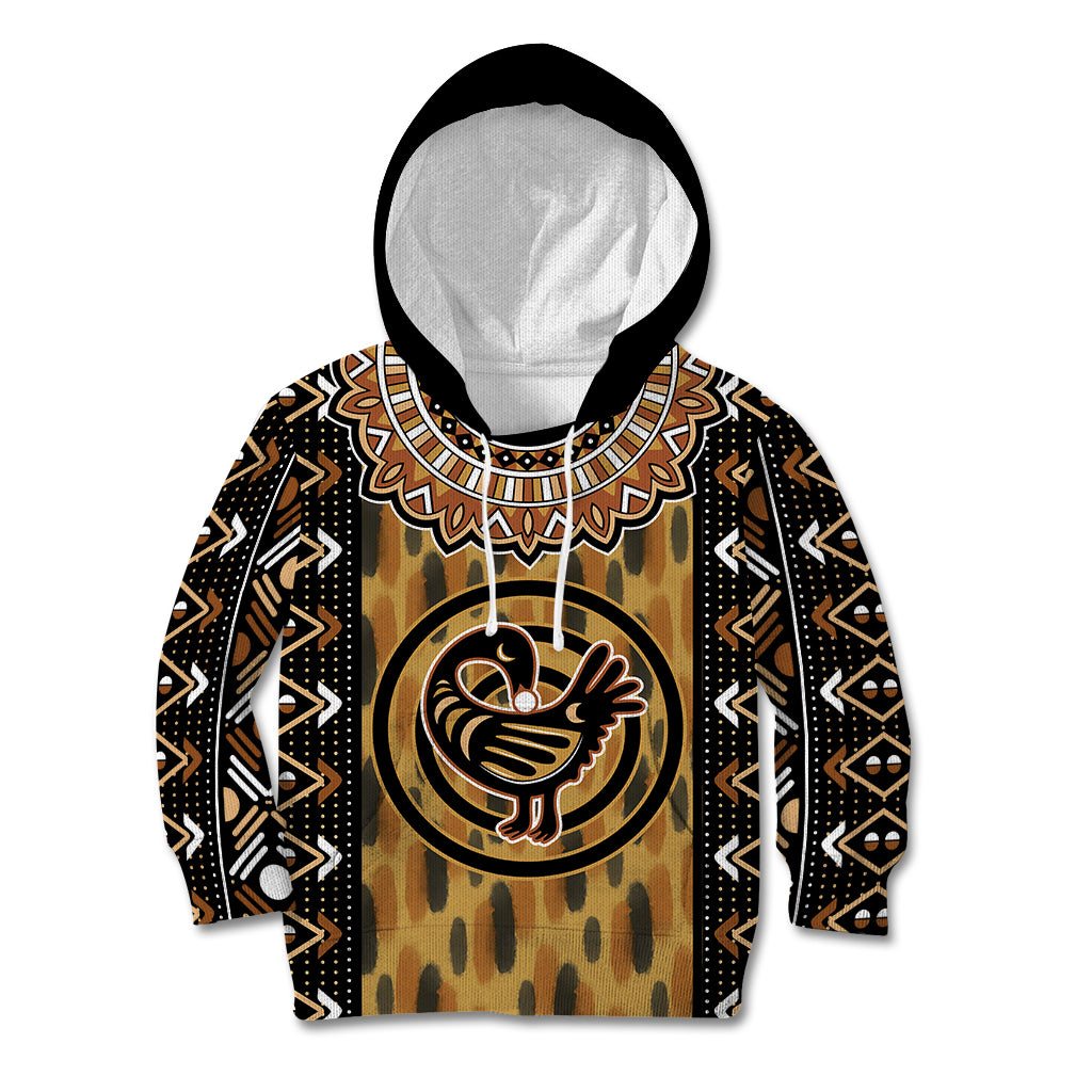 Printed Mud Cloth and Adinkra Symbol Kid Hoodie - Wonder Print Shop