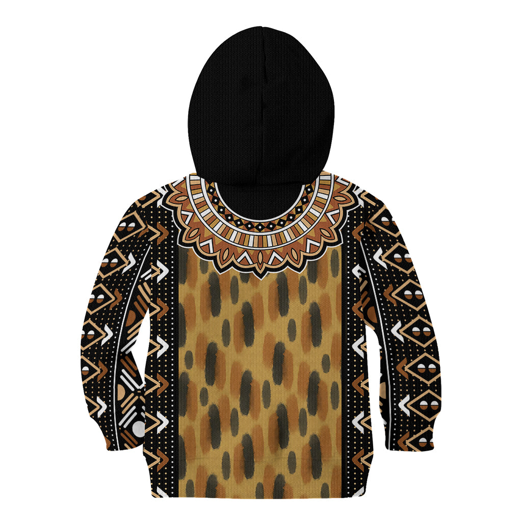 Printed Mud Cloth and Adinkra Symbol Kid Hoodie - Wonder Print Shop