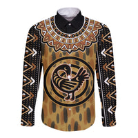 Printed Mud Cloth and Adinkra Symbol Long Sleeve Button Shirt - Wonder Print Shop