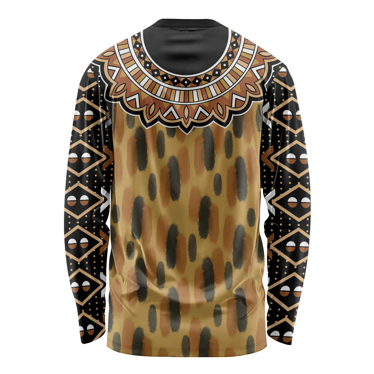Printed Mud Cloth and Adinkra Symbol Long Sleeve Shirt - Wonder Print Shop