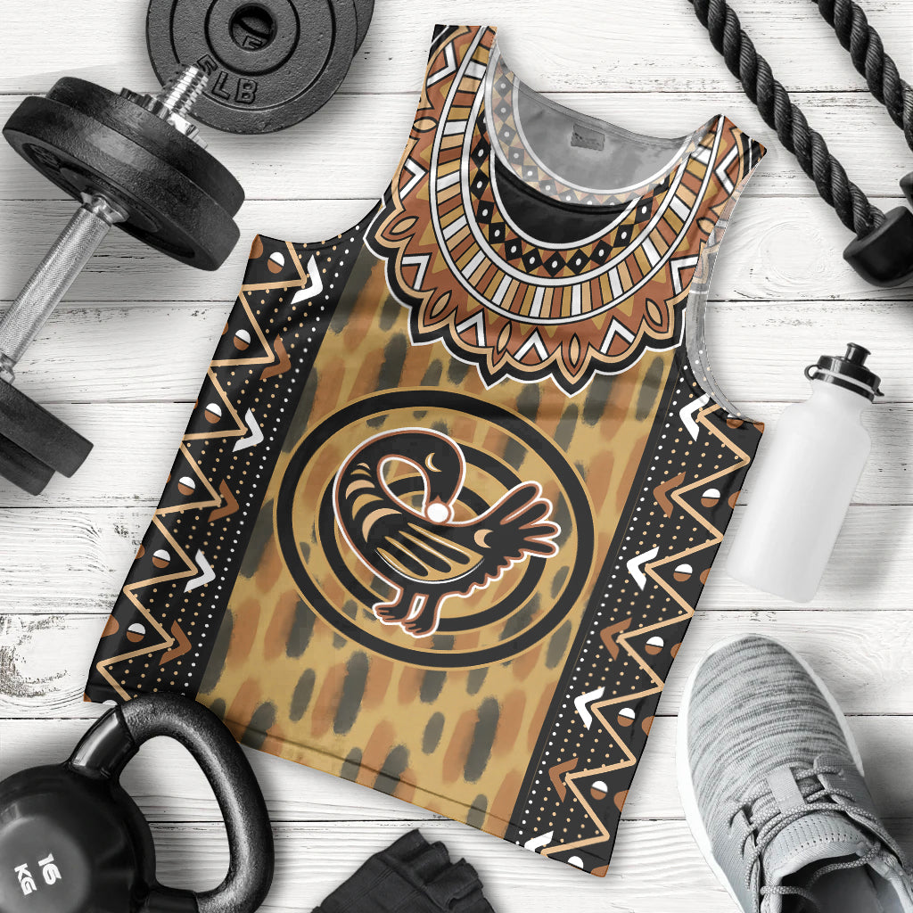 Printed Mud Cloth and Adinkra Symbol Men Tank Top - Wonder Print Shop