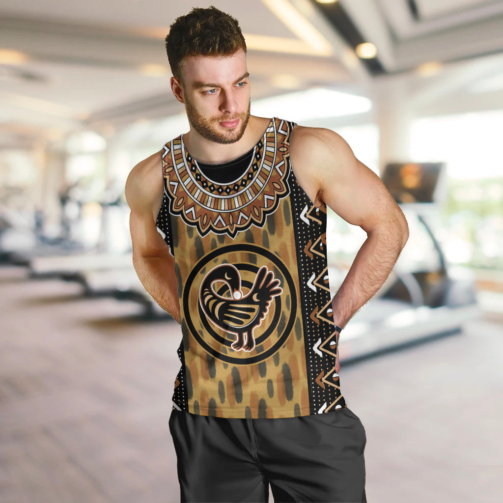 Printed Mud Cloth and Adinkra Symbol Men Tank Top - Wonder Print Shop