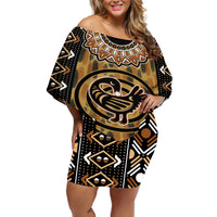 Printed Mud Cloth and Adinkra Symbol Off Shoulder Short Dress - Wonder Print Shop