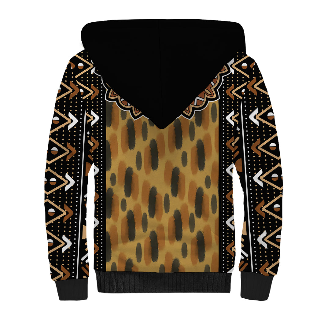 Printed Mud Cloth and Adinkra Symbol Sherpa Hoodie - Wonder Print Shop