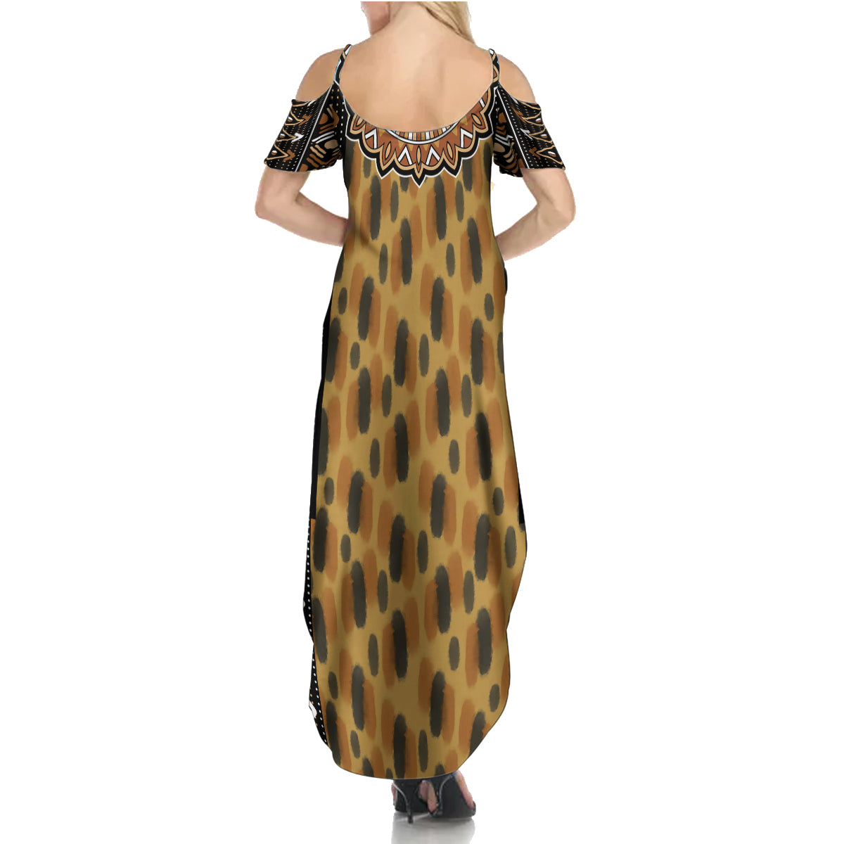 Printed Mud Cloth and Adinkra Symbol Summer Maxi Dress - Wonder Print Shop