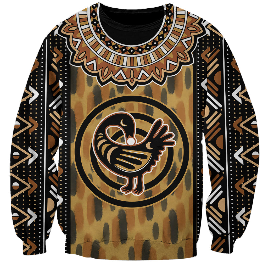 Printed Mud Cloth and Adinkra Symbol Sweatshirt - Wonder Print Shop