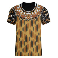 Printed Mud Cloth and Adinkra Symbol Women V Neck T Shirt - Wonder Print Shop