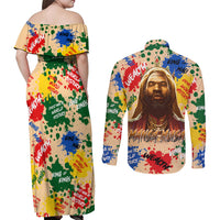 King Of Kings Mansa Musa Couples Matching Off Shoulder Maxi Dress and Long Sleeve Button Shirts - Wonder Print Shop
