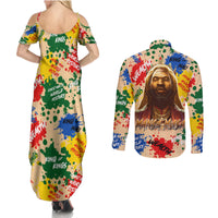 King Of Kings Mansa Musa Couples Matching Summer Maxi Dress and Long Sleeve Button Shirts - Wonder Print Shop