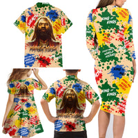 King Of Kings Mansa Musa Family Matching Long Sleeve Bodycon Dress and Hawaiian Shirt - Wonder Print Shop