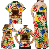 King Of Kings Mansa Musa Family Matching Off Shoulder Maxi Dress and Hawaiian Shirt - Wonder Print Shop