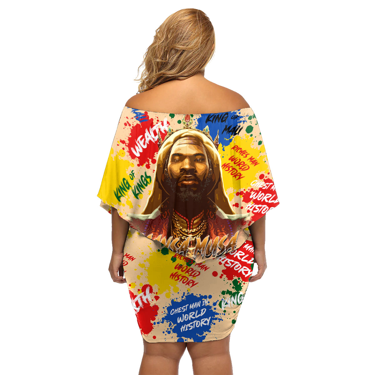 King Of Kings Mansa Musa Family Matching Off Shoulder Short Dress and Hawaiian Shirt - Wonder Print Shop