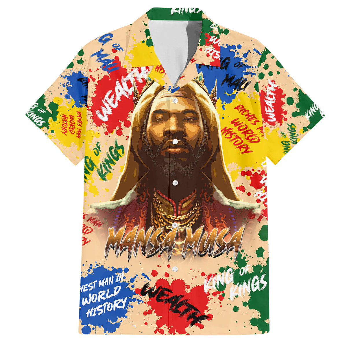 King Of Kings Mansa Musa Family Matching Short Sleeve Bodycon Dress and Hawaiian Shirt - Wonder Print Shop