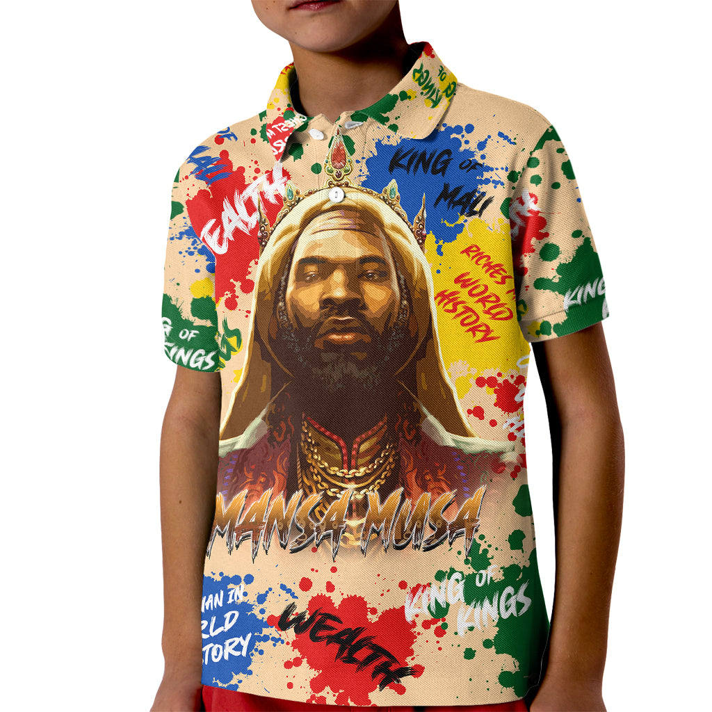King Of Kings Mansa Musa Kid Polo Shirt - Wonder Print Shop