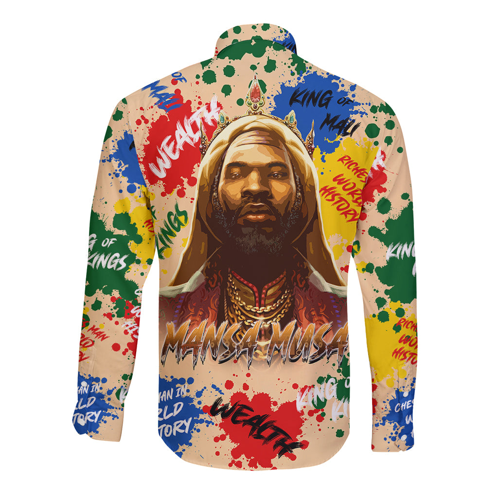 King Of Kings Mansa Musa Long Sleeve Button Shirt - Wonder Print Shop