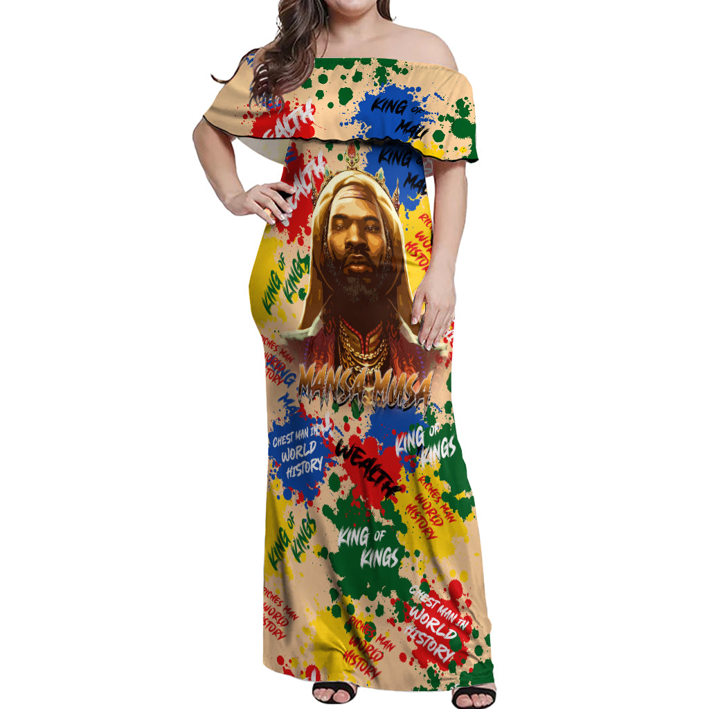 King Of Kings Mansa Musa Off Shoulder Maxi Dress - Wonder Print Shop