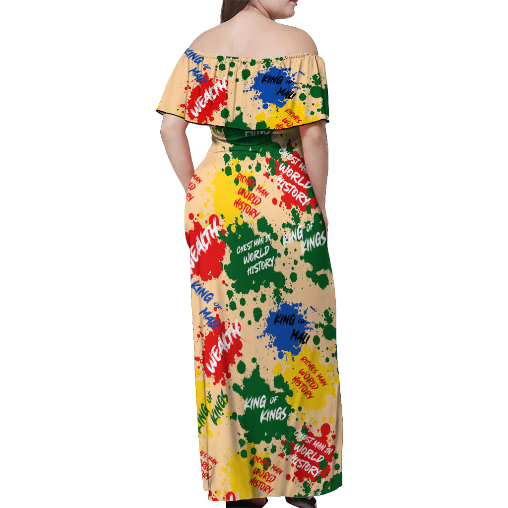 King Of Kings Mansa Musa Off Shoulder Maxi Dress - Wonder Print Shop