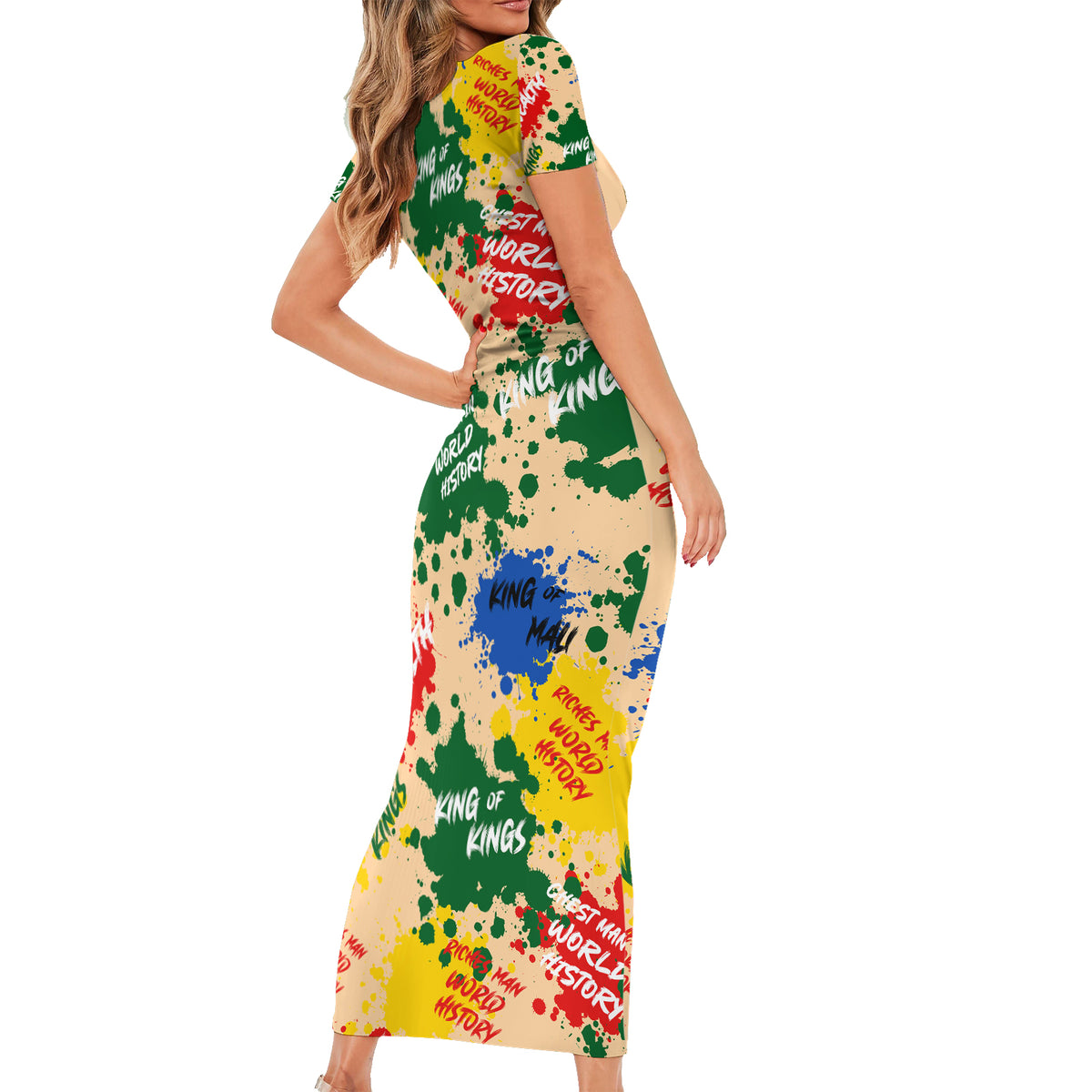 King Of Kings Mansa Musa Short Sleeve Bodycon Dress - Wonder Print Shop