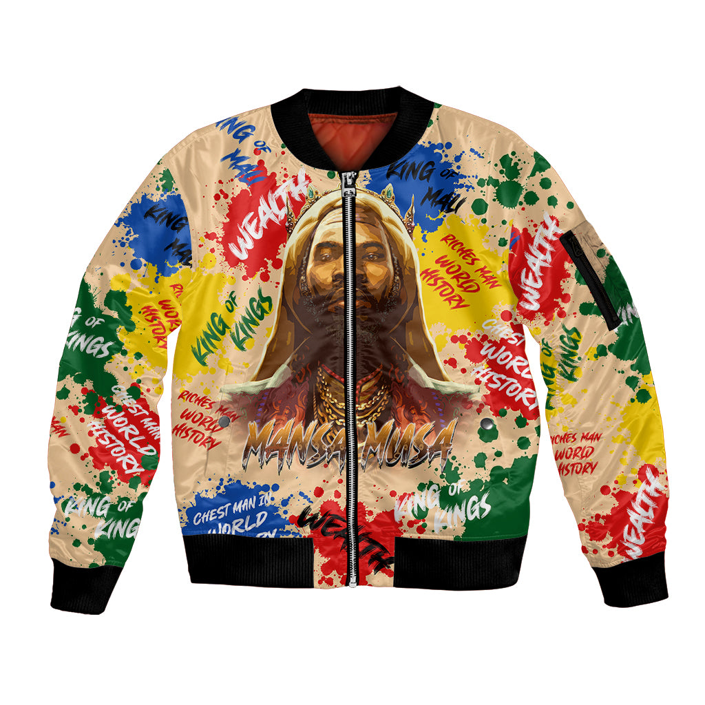 King Of Kings Mansa Musa Sleeve Zip Bomber Jacket - Wonder Print Shop