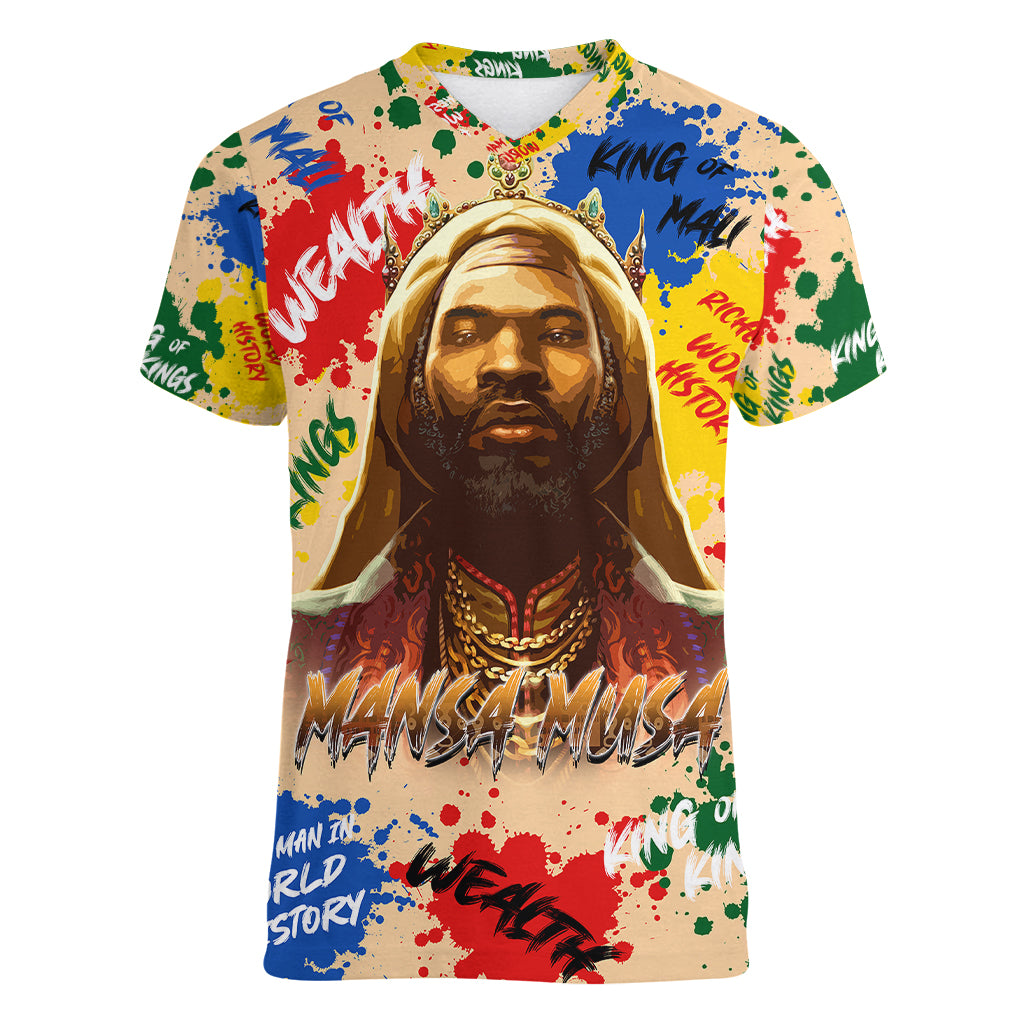 King Of Kings Mansa Musa Women V Neck T Shirt - Wonder Print Shop