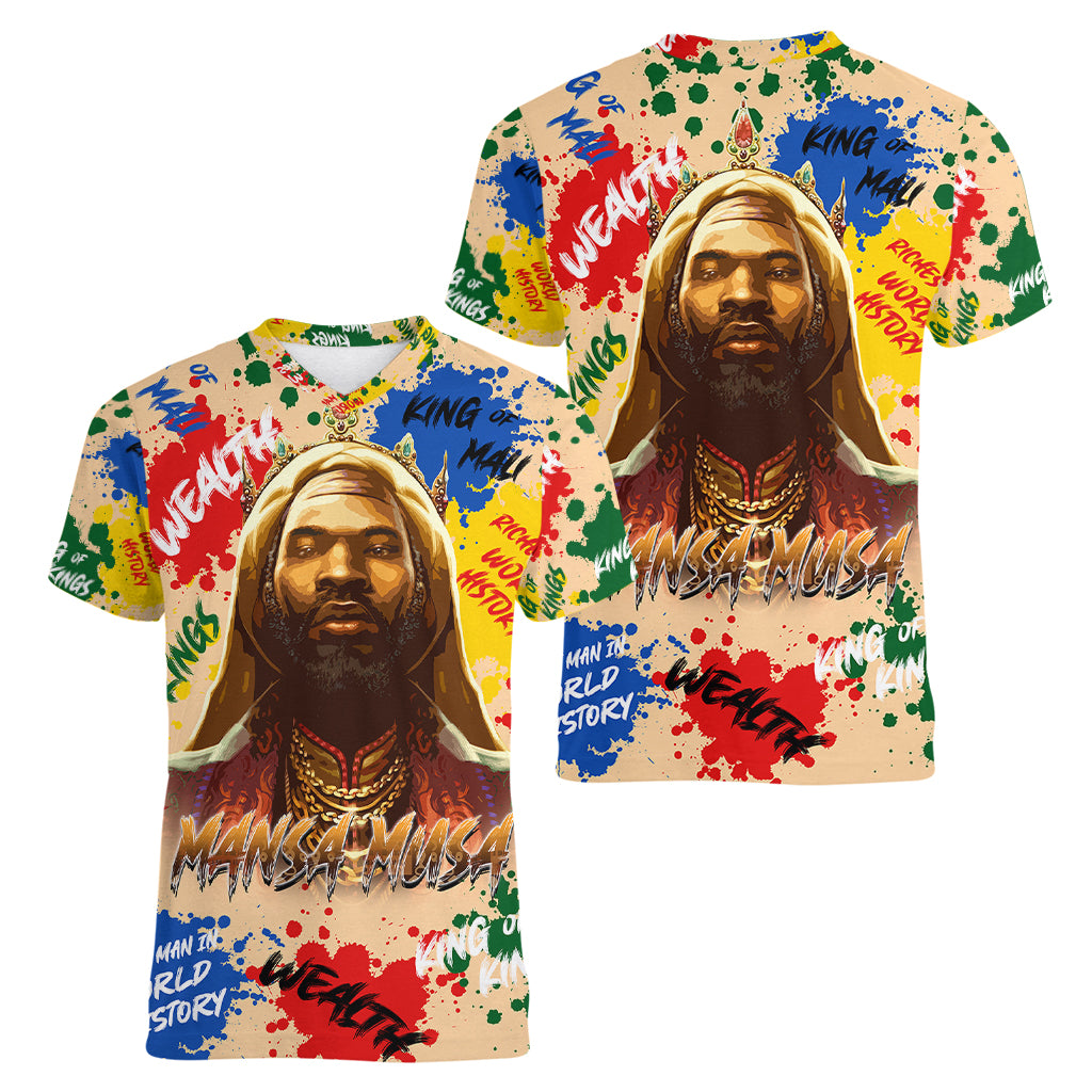 King Of Kings Mansa Musa Women V Neck T Shirt - Wonder Print Shop