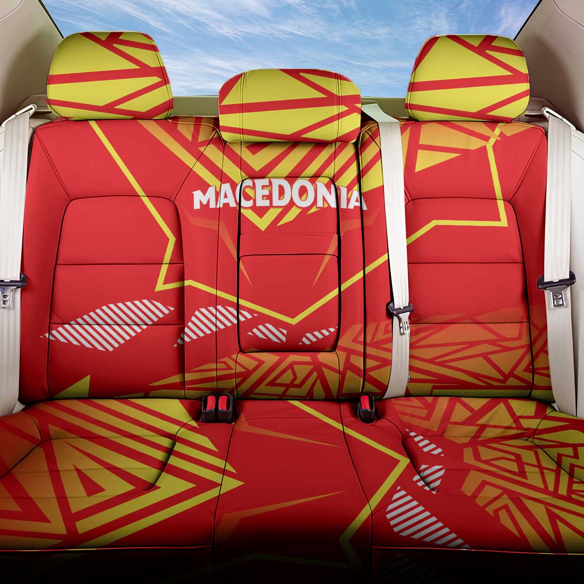 Forever Macedonia Back Car Seat Cover Macedonian Flag 1992 - Wonder Print Shop