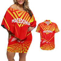 Forever Macedonia Couples Matching Off Shoulder Short Dress and Hawaiian Shirt Macedonian Flag 1992 - Wonder Print Shop