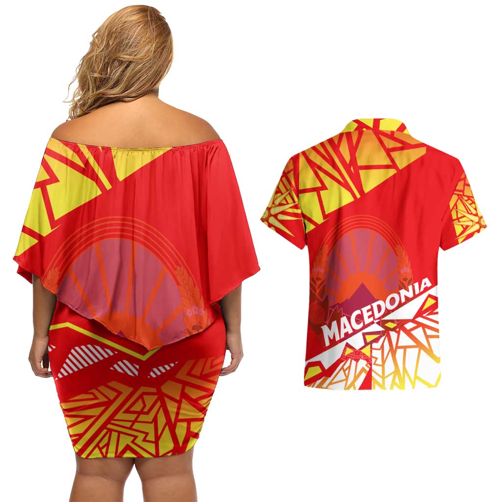 Forever Macedonia Couples Matching Off Shoulder Short Dress and Hawaiian Shirt Macedonian Flag 1992 - Wonder Print Shop