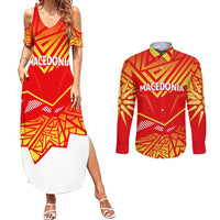 Forever Macedonia Couples Matching Summer Maxi Dress and Long Sleeve Button Shirt Macedonian Flag 1992 - Wonder Print Shop