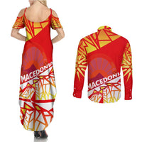 Forever Macedonia Couples Matching Summer Maxi Dress and Long Sleeve Button Shirt Macedonian Flag 1992 - Wonder Print Shop