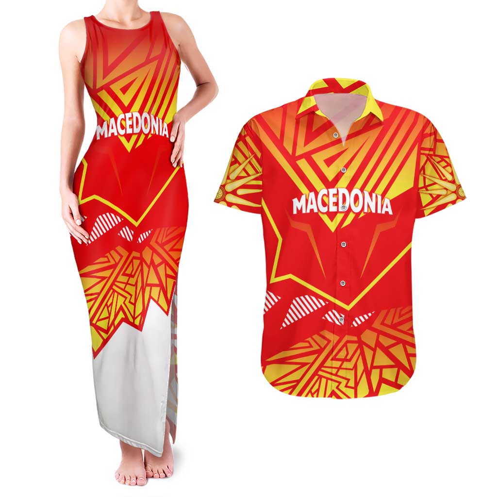 Forever Macedonia Couples Matching Tank Maxi Dress and Hawaiian Shirt Macedonian Flag 1992 - Wonder Print Shop