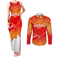 Forever Macedonia Couples Matching Tank Maxi Dress and Long Sleeve Button Shirt Macedonian Flag 1992 - Wonder Print Shop