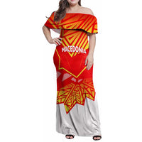 Forever Macedonia Family Matching Off Shoulder Maxi Dress and Hawaiian Shirt Macedonian Flag 1992 - Wonder Print Shop