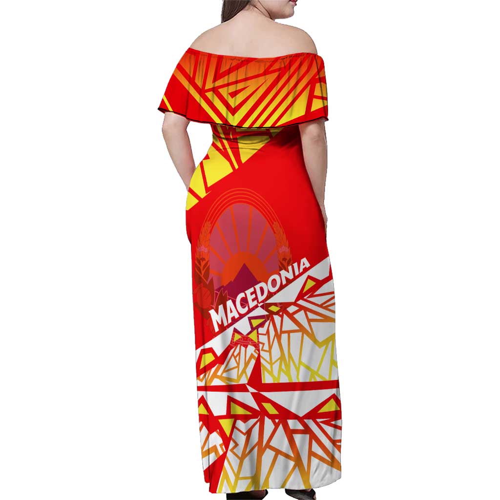 Forever Macedonia Family Matching Off Shoulder Maxi Dress and Hawaiian Shirt Macedonian Flag 1992 - Wonder Print Shop