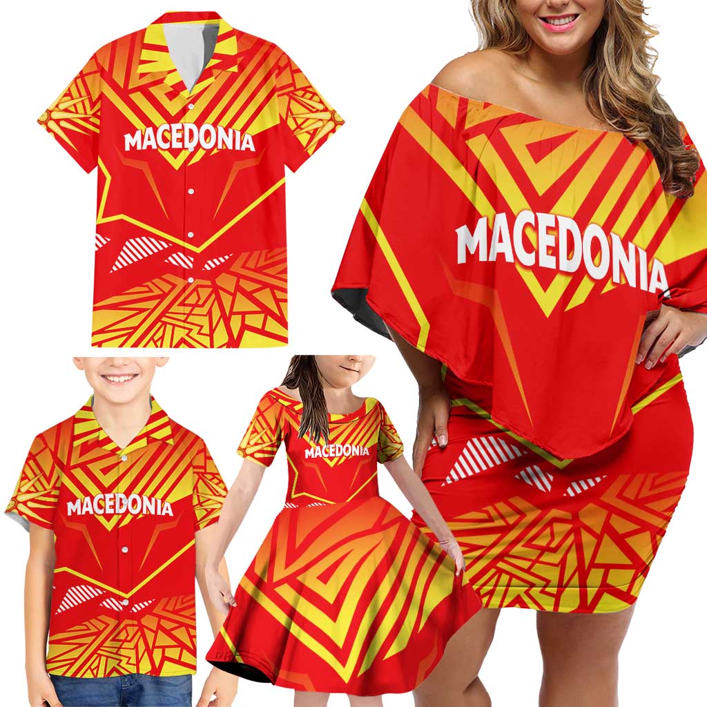 Forever Macedonia Family Matching Off Shoulder Short Dress and Hawaiian Shirt Macedonian Flag 1992 - Wonder Print Shop