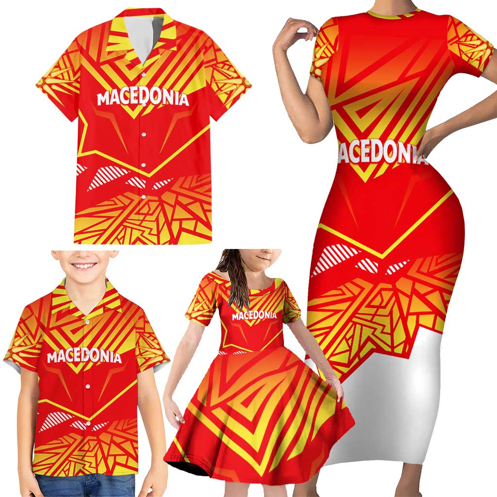 Forever Macedonia Family Matching Short Sleeve Bodycon Dress and Hawaiian Shirt Macedonian Flag 1992 - Wonder Print Shop