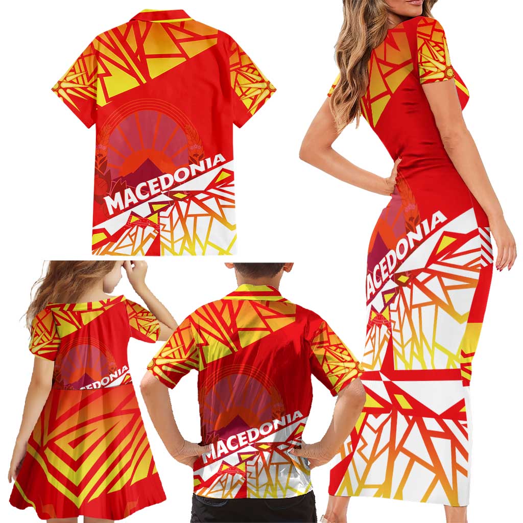 Forever Macedonia Family Matching Short Sleeve Bodycon Dress and Hawaiian Shirt Macedonian Flag 1992 - Wonder Print Shop
