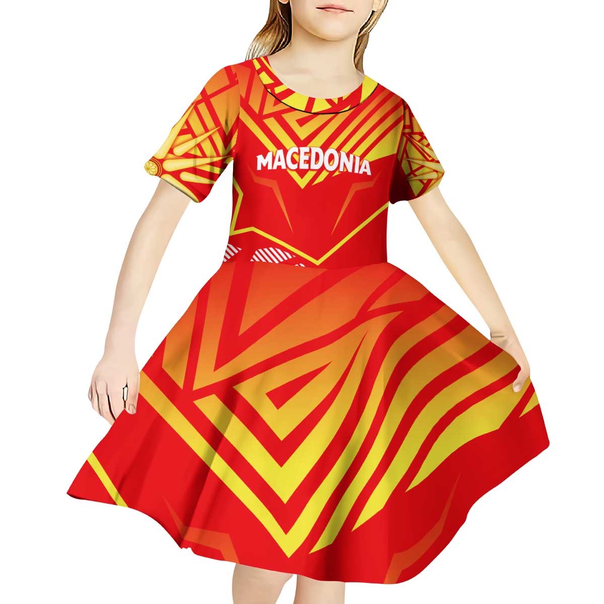 Forever Macedonia Kid Short Sleeve Dress Macedonian Flag 1992 - Wonder Print Shop