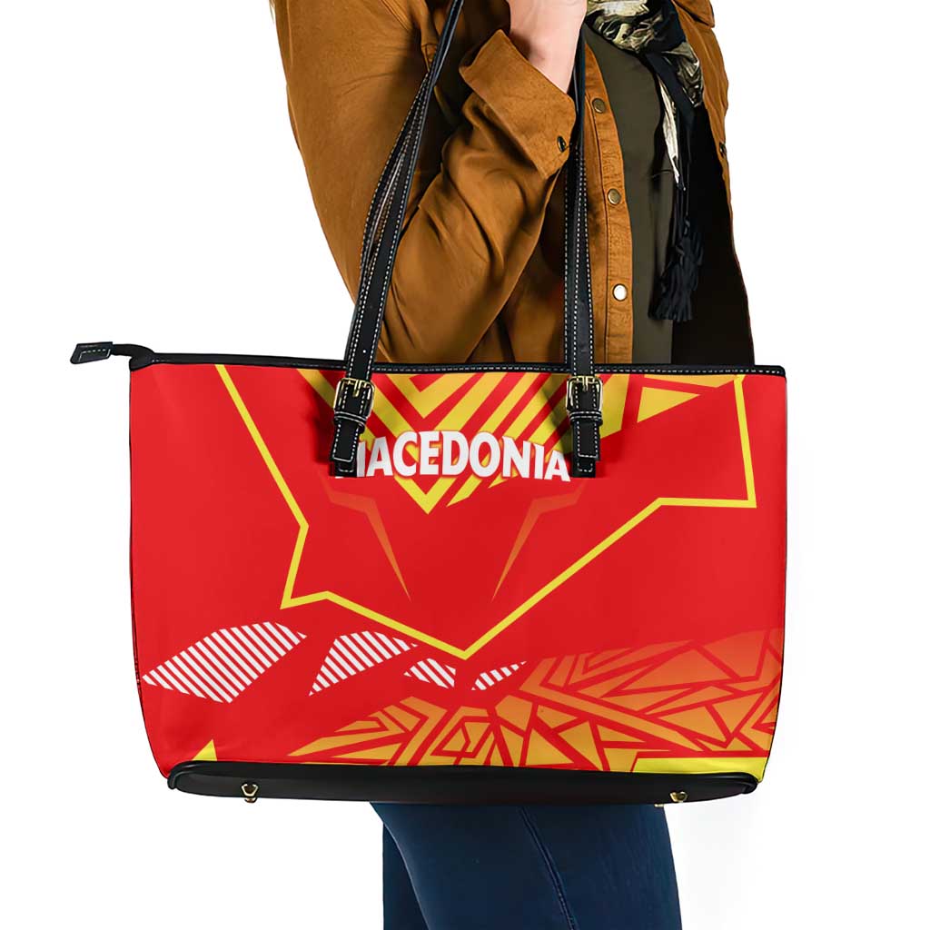 Forever Macedonia Leather Tote Bag Macedonian Flag 1992 - Wonder Print Shop