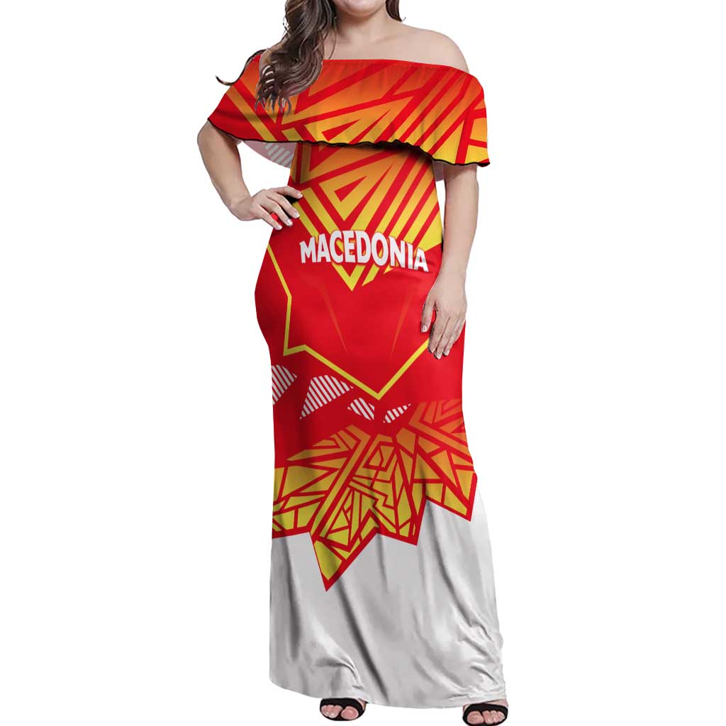 Forever Macedonia Off Shoulder Maxi Dress Macedonian Flag 1992 - Wonder Print Shop