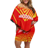 Forever Macedonia Off Shoulder Short Dress Macedonian Flag 1992 - Wonder Print Shop