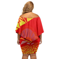 Forever Macedonia Off Shoulder Short Dress Macedonian Flag 1992 - Wonder Print Shop