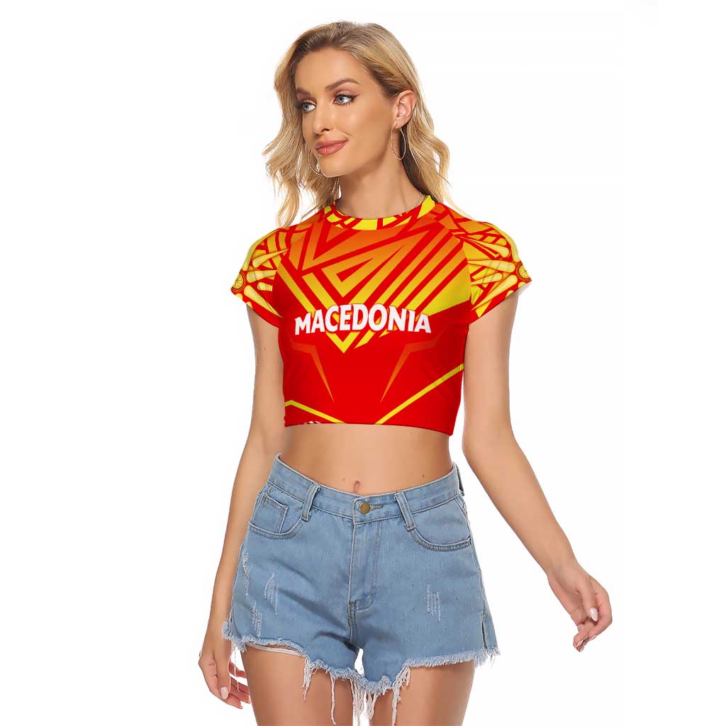 Forever Macedonia Raglan Cropped T Shirt Macedonian Flag 1992 - Wonder Print Shop