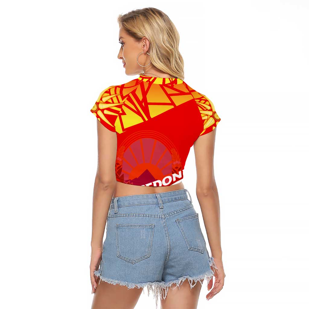 Forever Macedonia Raglan Cropped T Shirt Macedonian Flag 1992 - Wonder Print Shop