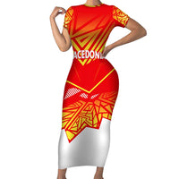 Forever Macedonia Short Sleeve Bodycon Dress Macedonian Flag 1992 - Wonder Print Shop