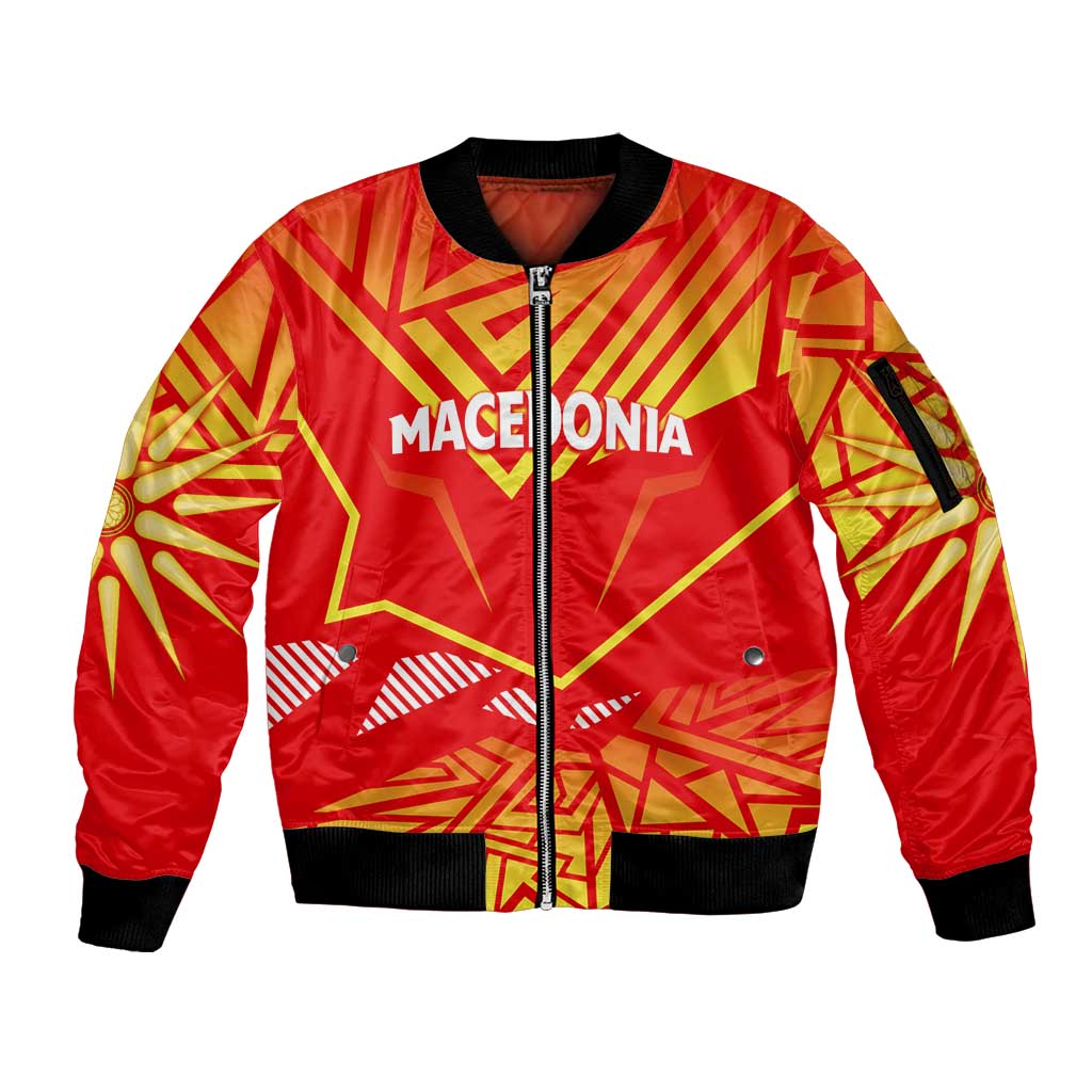 Forever Macedonia Sleeve Zip Bomber Jacket Macedonian Flag 1992 - Wonder Print Shop