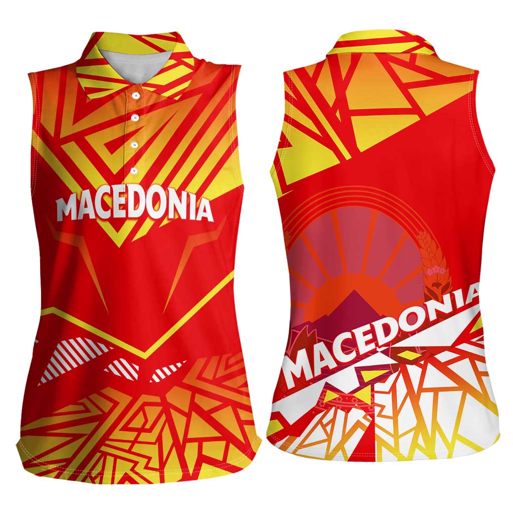 Forever Macedonia Women Sleeveless Polo Shirt Macedonian Flag 1992 - Wonder Print Shop