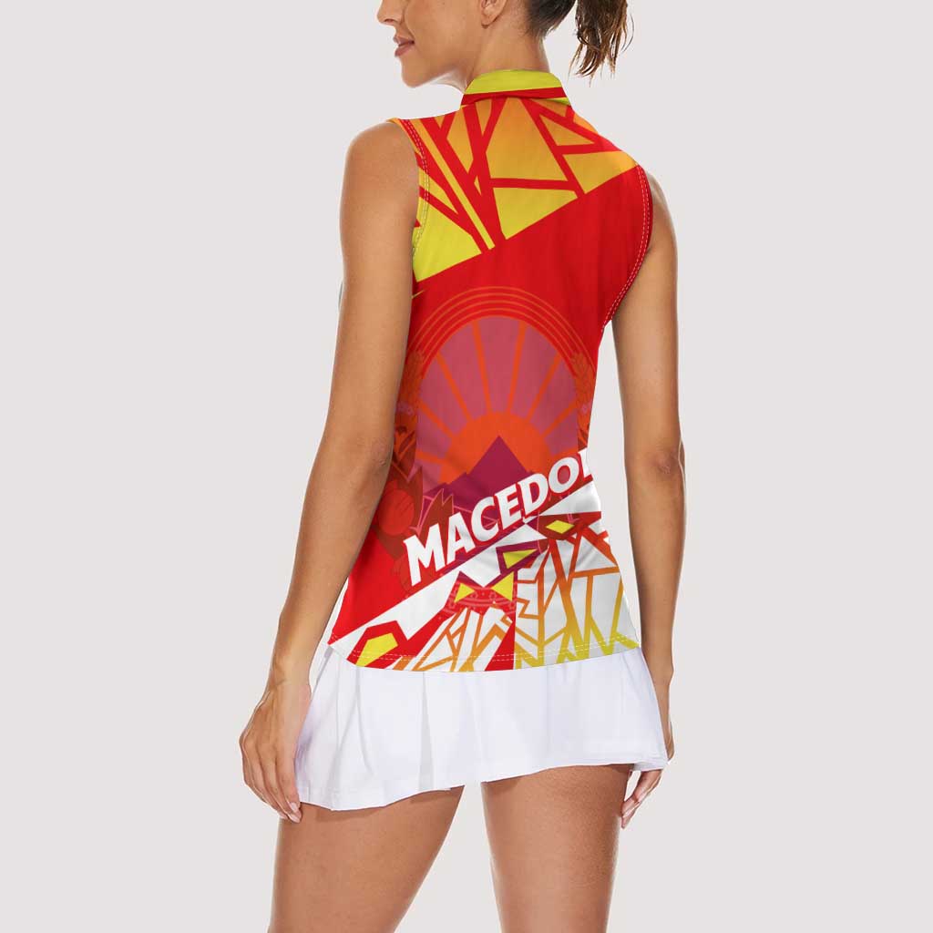Forever Macedonia Women Sleeveless Polo Shirt Macedonian Flag 1992 - Wonder Print Shop